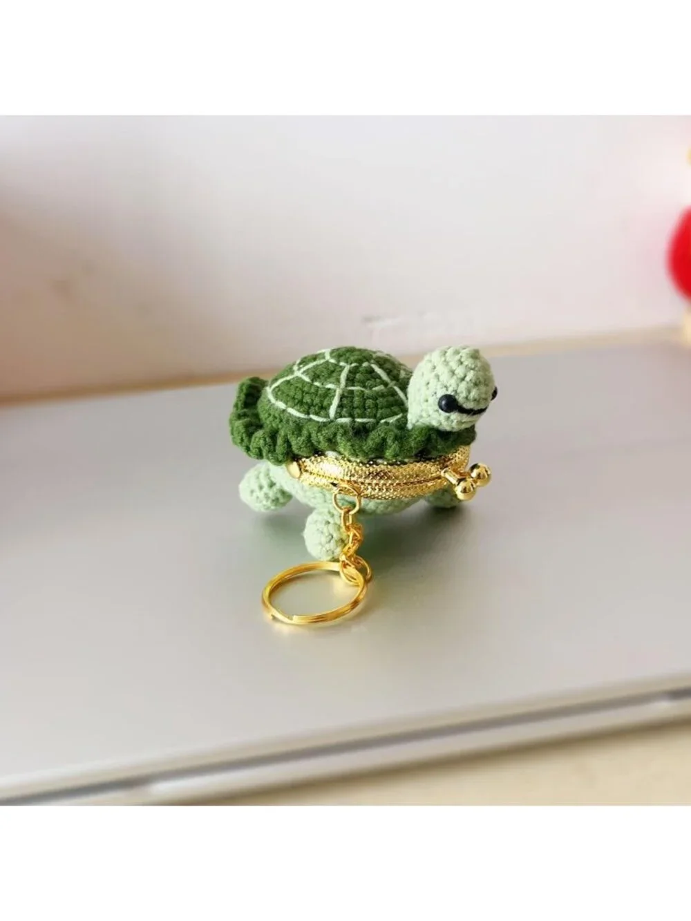 Handmade Crochet Turtle Mini Coin Purse & Keychain - USB Flash Drive Organizer